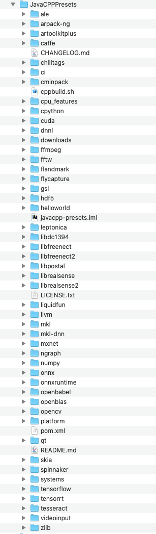 Figure x - The JavaCPPPresets Project Tree with the OpenBabel module